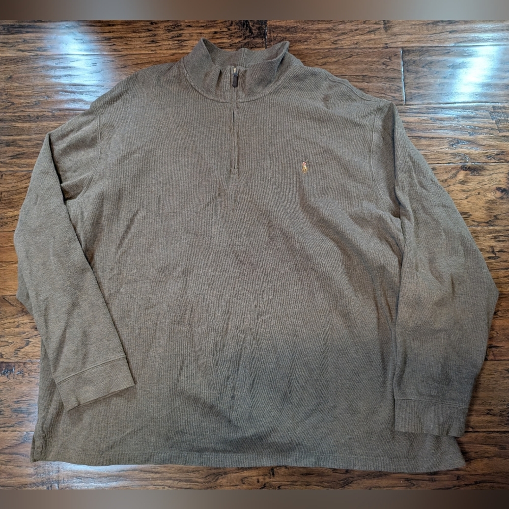 Polo Ralph Lauren Brown Estate Rib Quarter Zip Pullover Big & Tall 3XLT